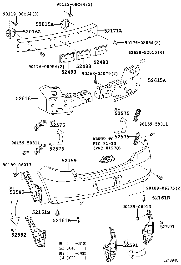 52171-52030 REINFORCEMENT, REAR BUMPER, NO.1 product image