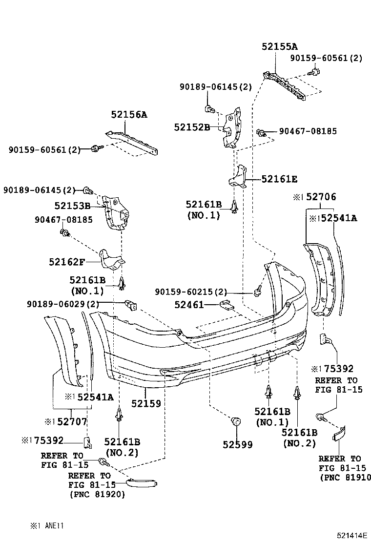 52707-68030-B2 MOULDING SUB-ASSY, REAR BUMPER SIDE, LH product image