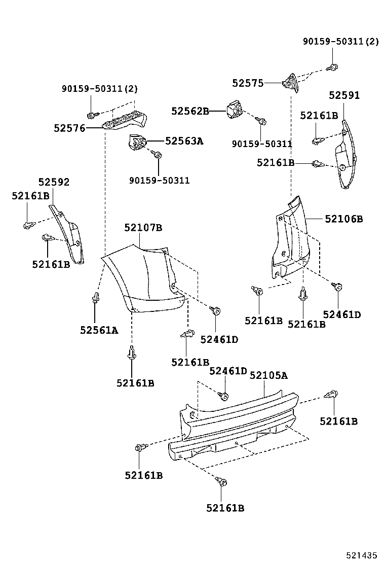 52105-52051-B1 BUMPER SUB-ASSY, REAR CENTER product image