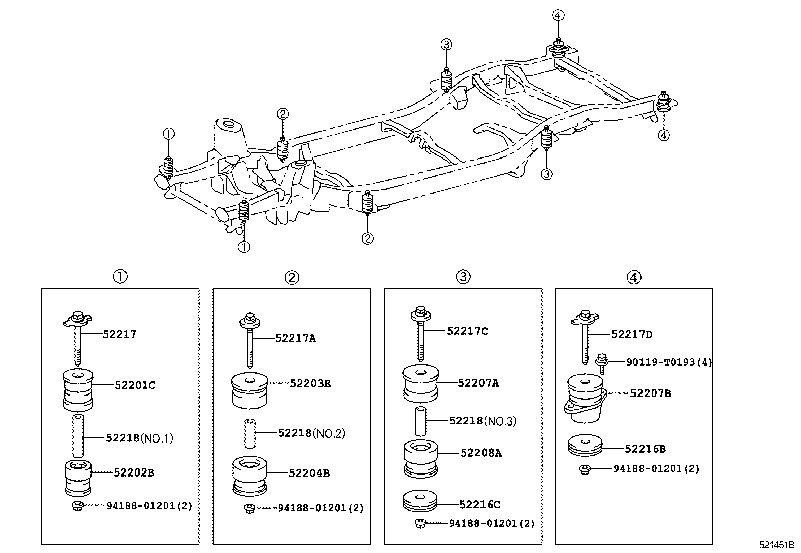 52216-0K050 STOPPER, FRONT SUSPENSION MEMBER BODY MOUNTING, REAR product image