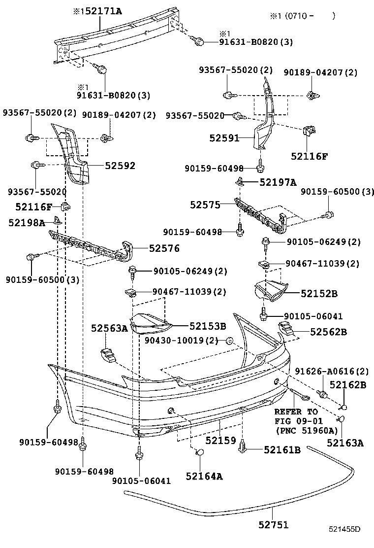 52197-0P010 BRACKET, REAR BUMPER SEAL, RH product image
