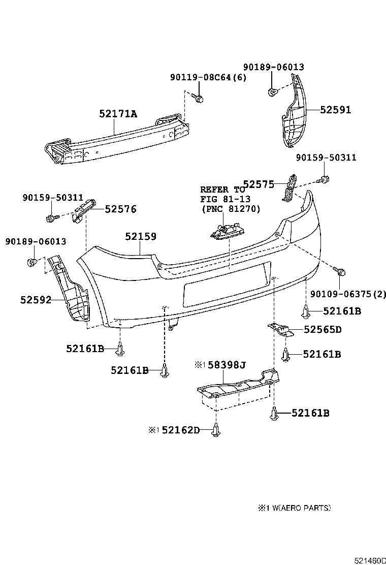 52159-0D976 COVER, REAR BUMPER product image