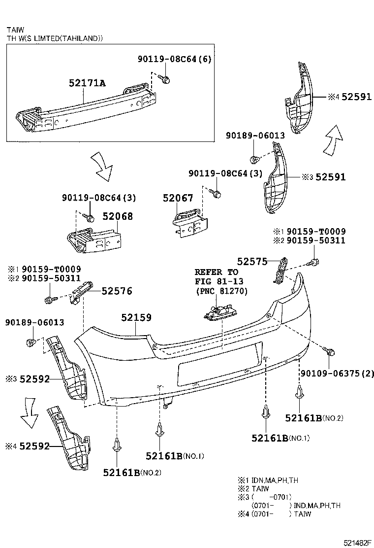 52023-0D020 REINFORCEMENT, REAR BUMPER, NO.1 product image