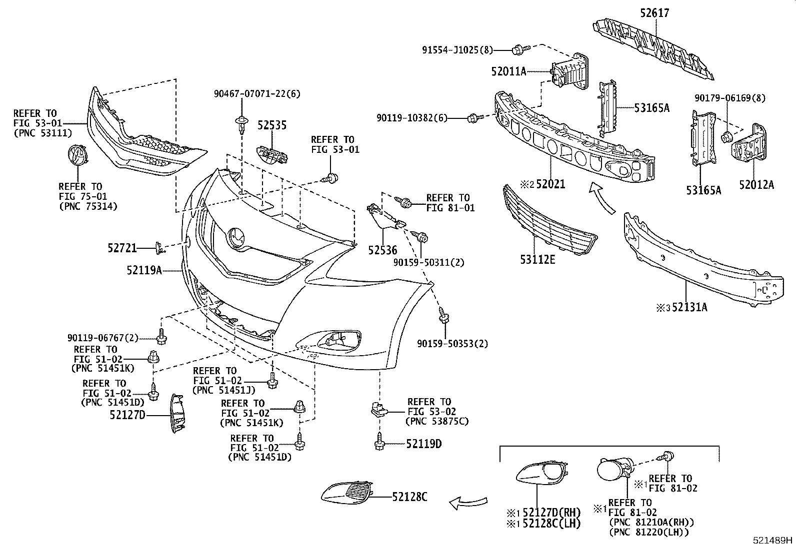 52128-52080 COVER, FRONT BUMPER HOLE, LH product image