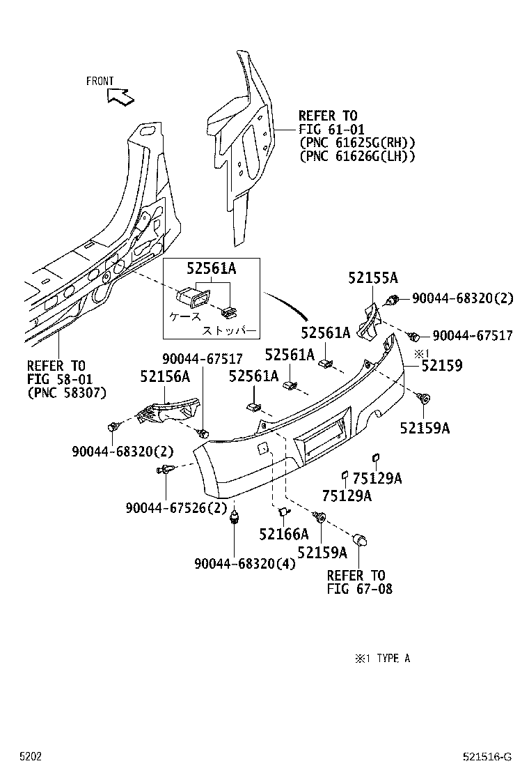52155-B1020 SUPPORT, REAR BUMPER SIDE, RH product image