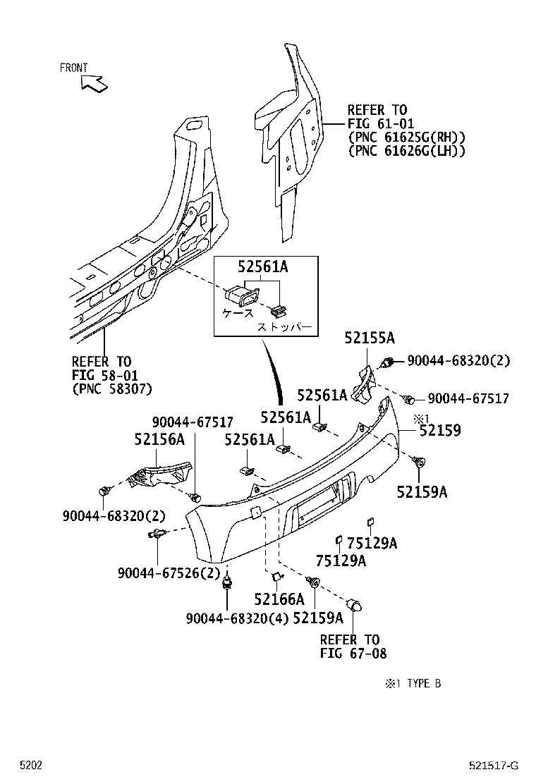 52155-B1020 SUPPORT, REAR BUMPER SIDE, RH product image