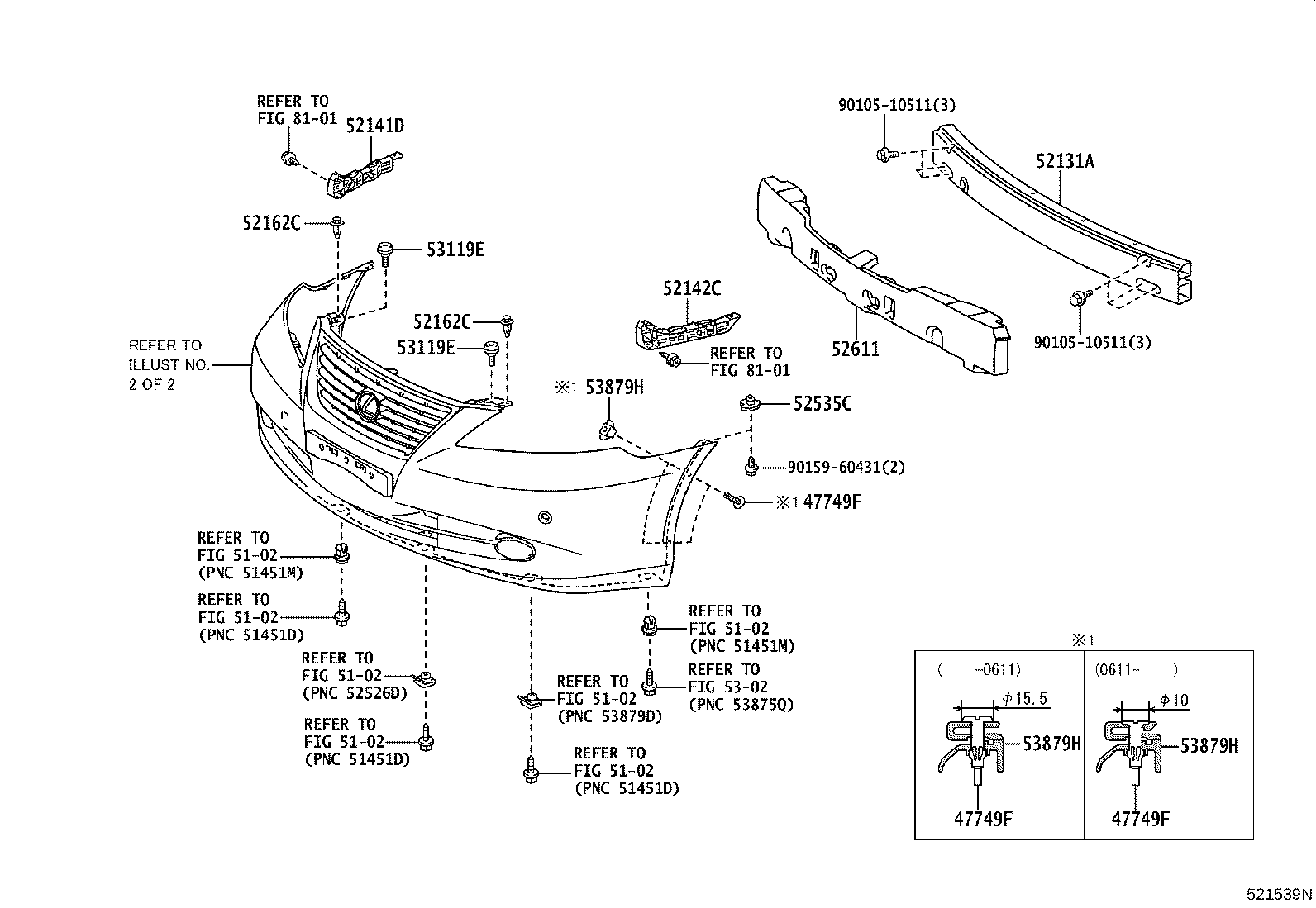 52128-33908 COVER, FRONT BUMPER HOLE, RH product image