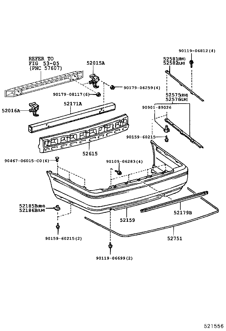 52016-30170 ARM SUB-ASSY, REAR BUMPER, LH product image