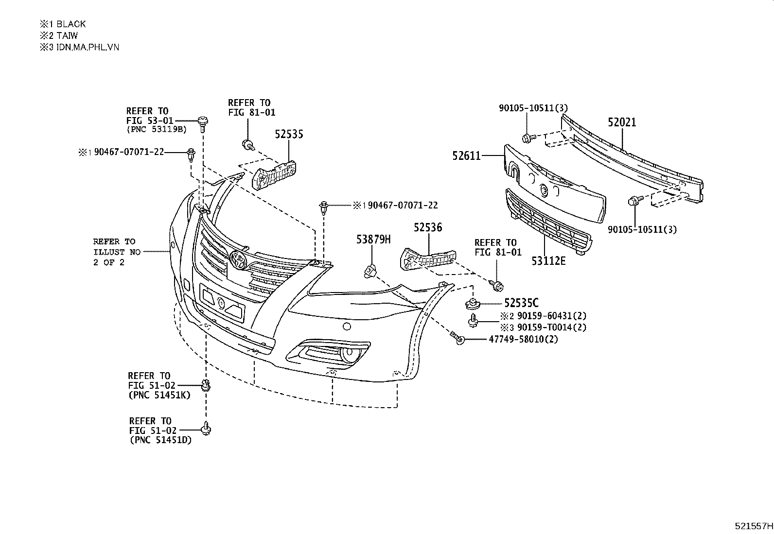 52030-06100 COVER, FRONT BUMPER HOLE, RH product image