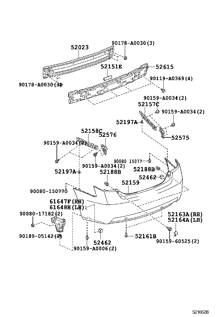 52159-06952 COVER, REAR BUMPER product image