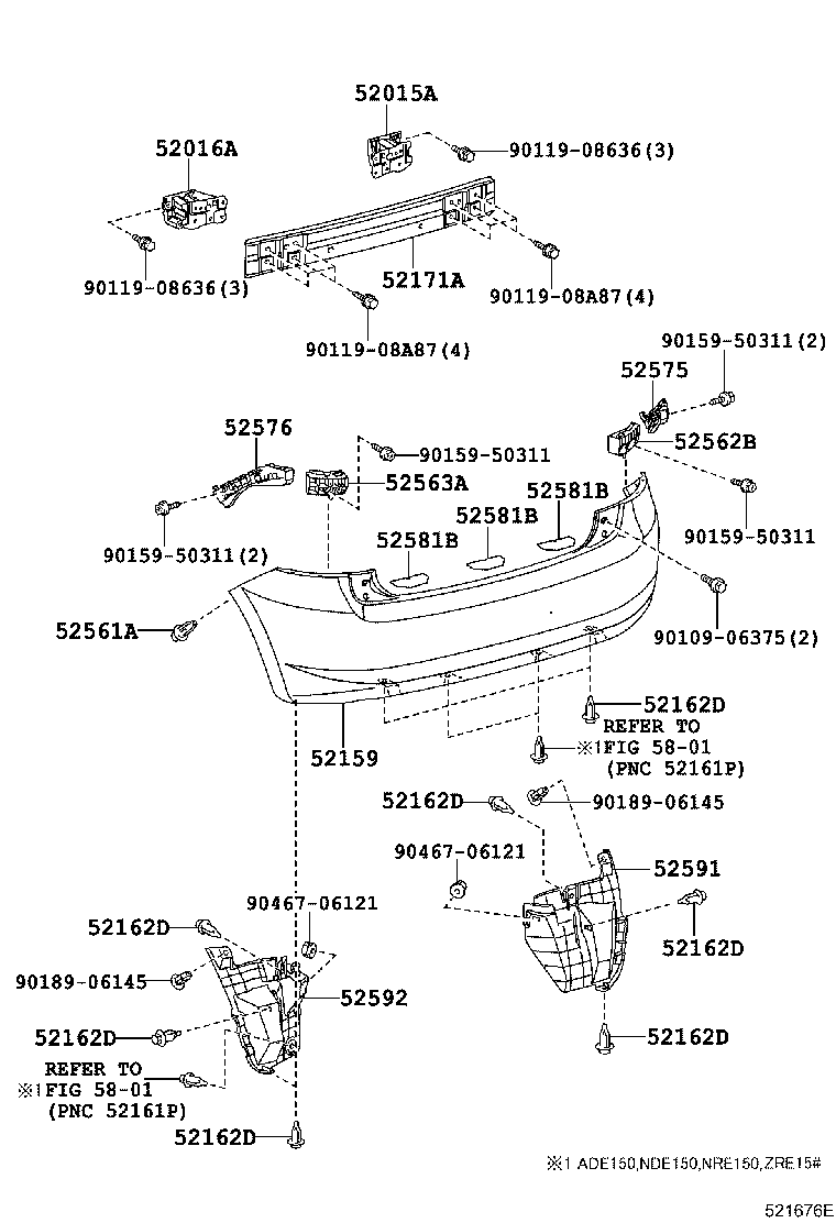 52581-12140 PROTECTOR, REAR BUMPER product image