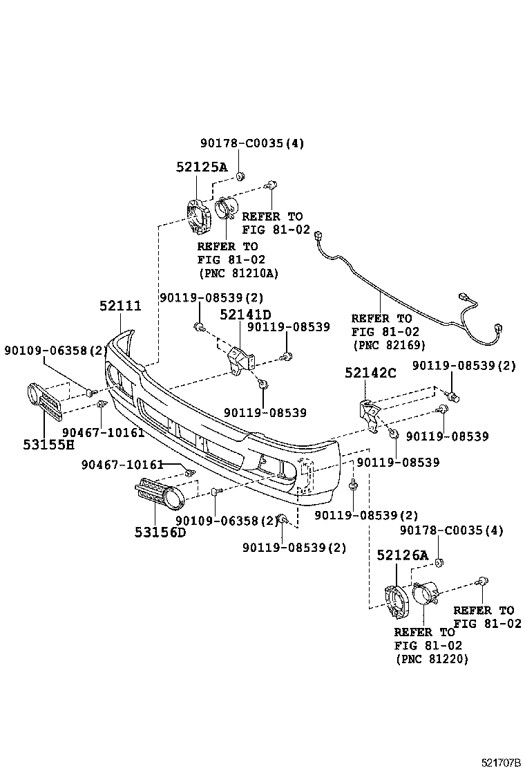 52142-36050 STAY, FRONT BUMPER, LH product image