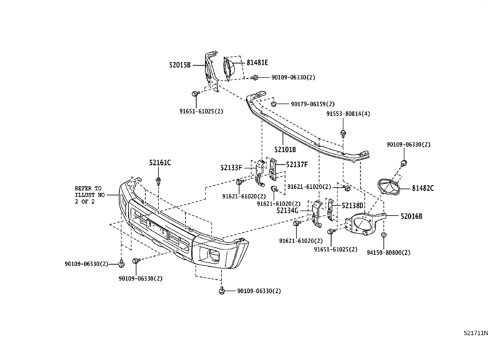 Toyota 52128-60340 COVER, FRONT BUMPER HOLE, LH