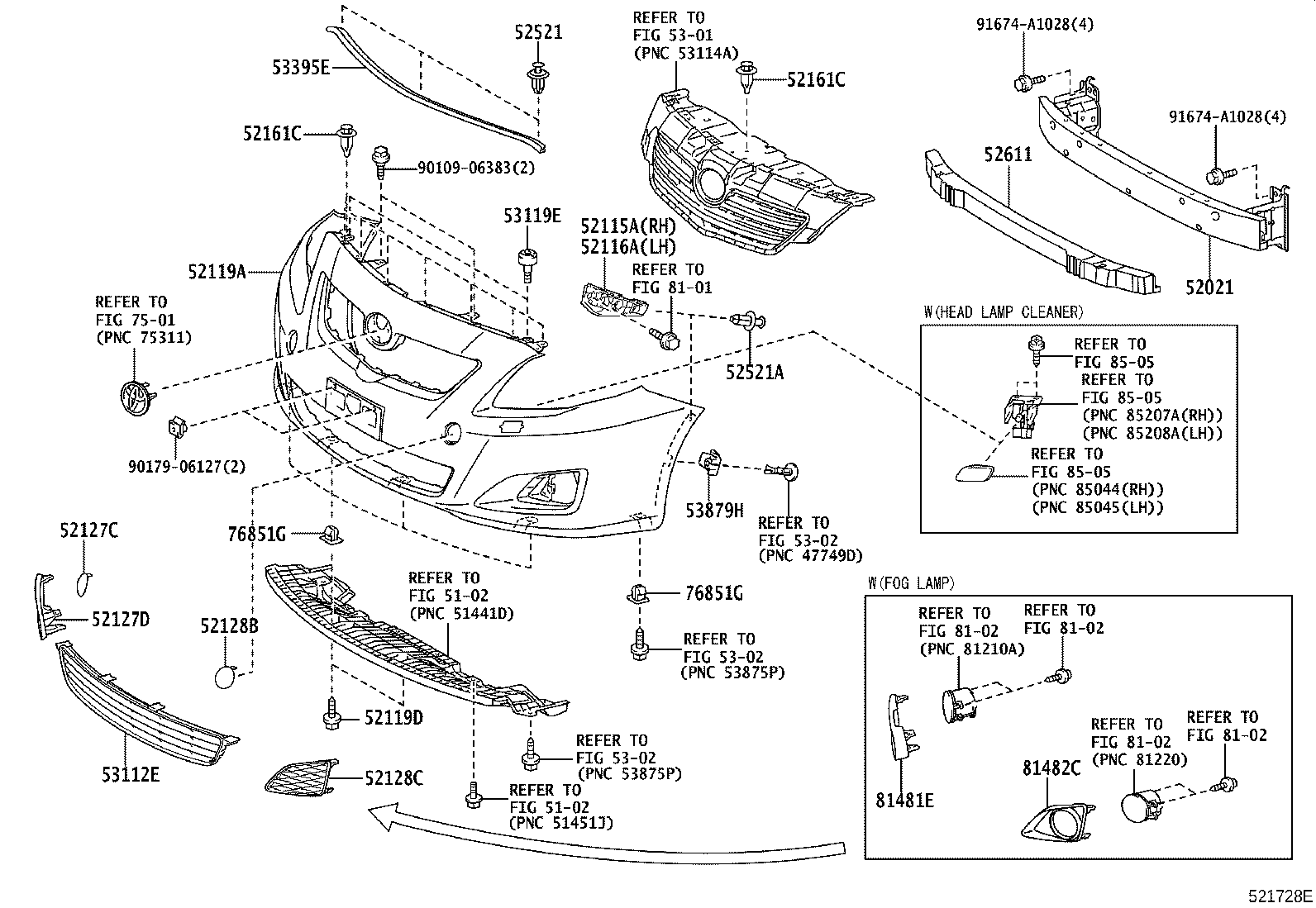52128-12150-J1 COVER, FRONT BUMPER HOLE, LH product image