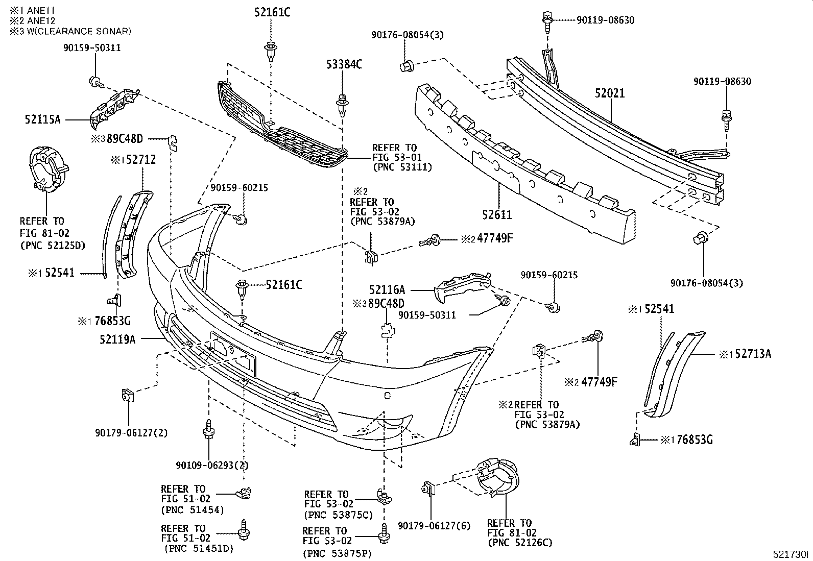 52021-68010 REINFORCEMENT SUB-ASSY, FRONT BUMPER product image
