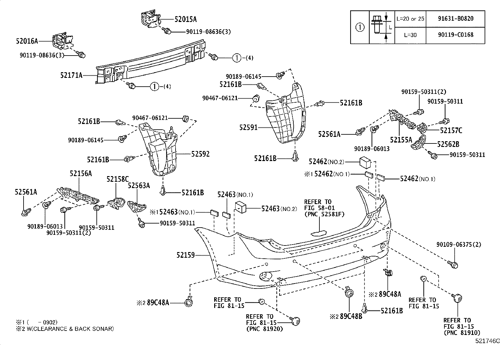 52562-02070 RETAINER, REAR BUMPER, UPPER RH product image