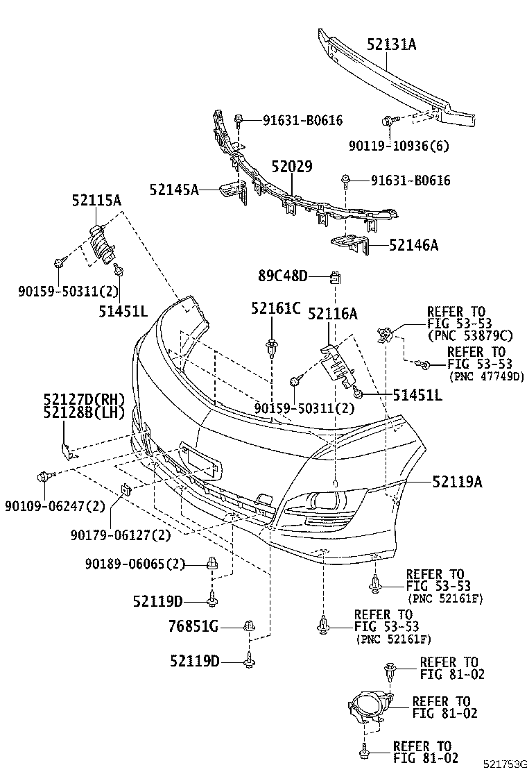 52128-58040-A0 COVER, FRONT BUMPER HOLE, LH product image