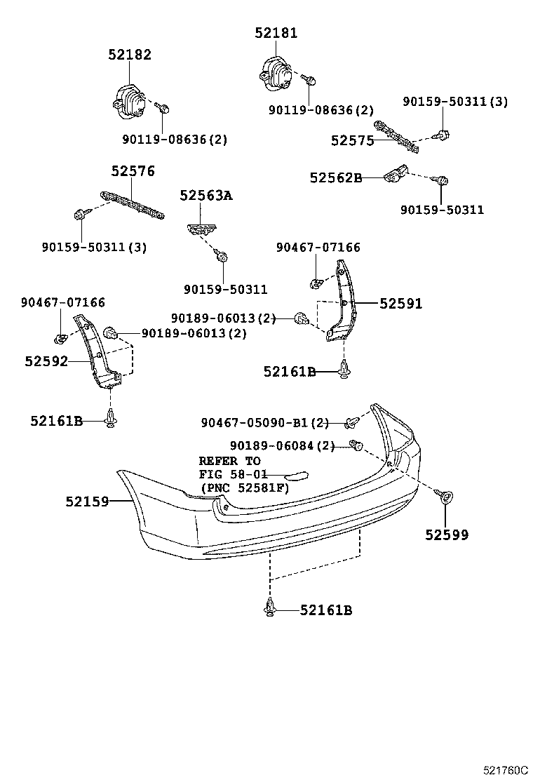 52159-13918 COVER, REAR BUMPER product image