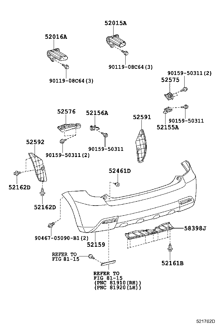 52016-52090 ARM SUB-ASSY, REAR BUMPER, LH product image