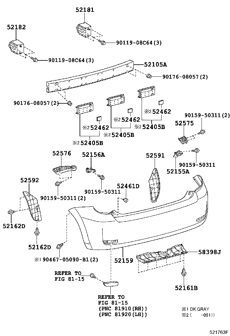 52182-52140 ARM, REAR BUMPER, LH product image