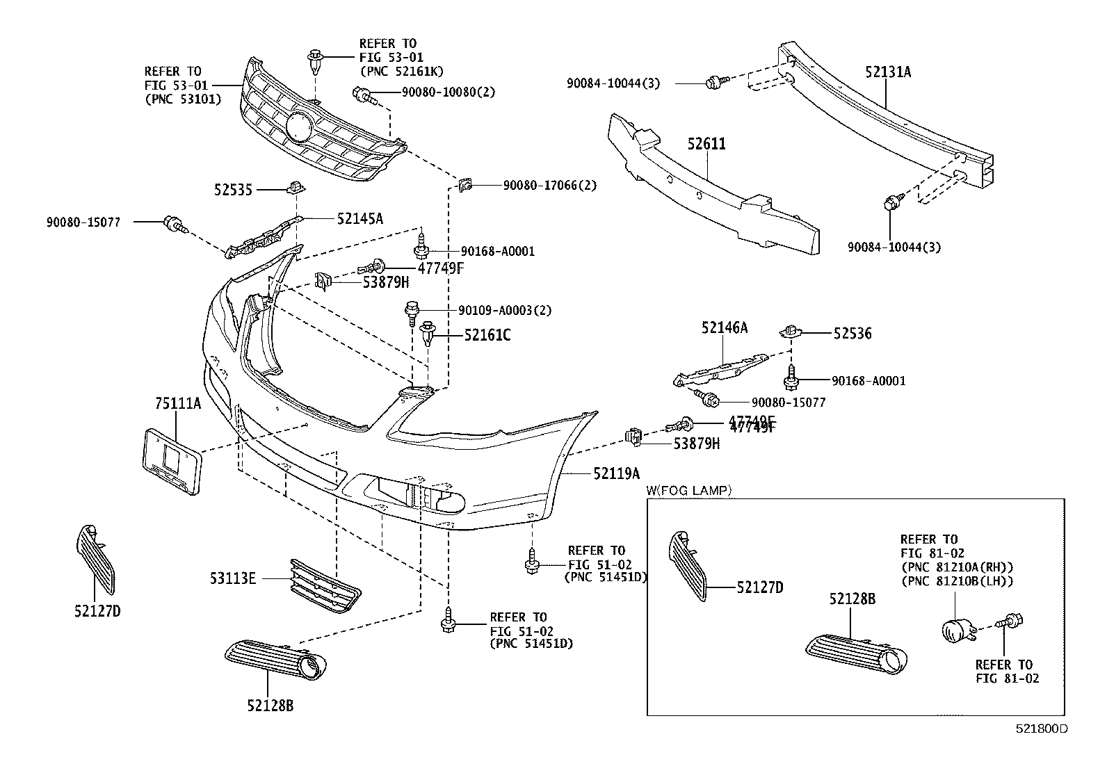 52040-07010 COVER, FRONT BUMPER HOLE, LH product image