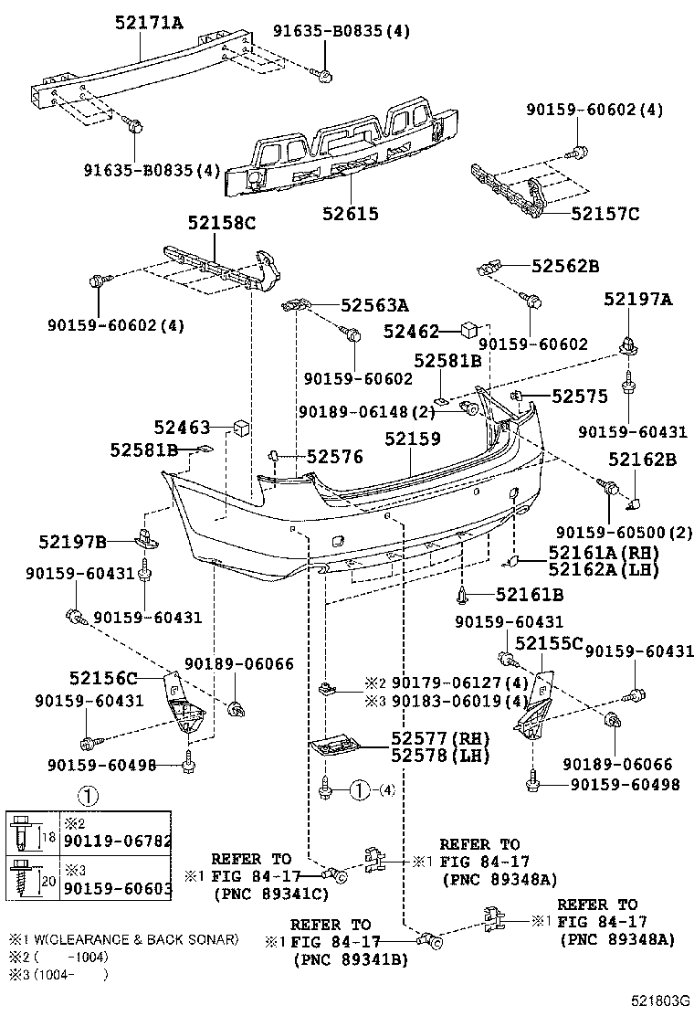 52575-30180 RETAINER, REAR BUMPER SIDE, RH product image
