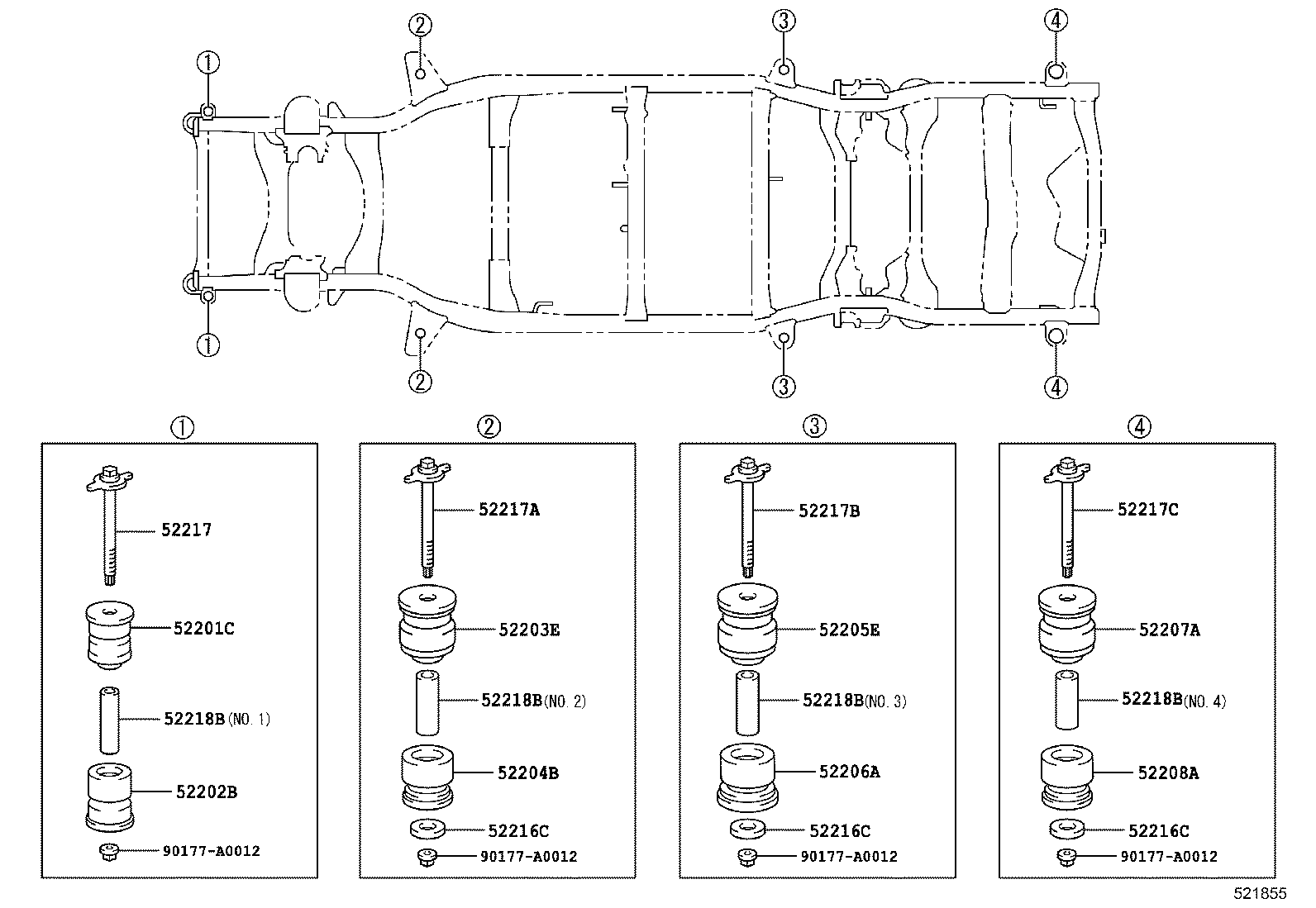 52208-0C020 CUSHION SUB-ASSY, CAB MOUNTING, NO.4 LOWER product image