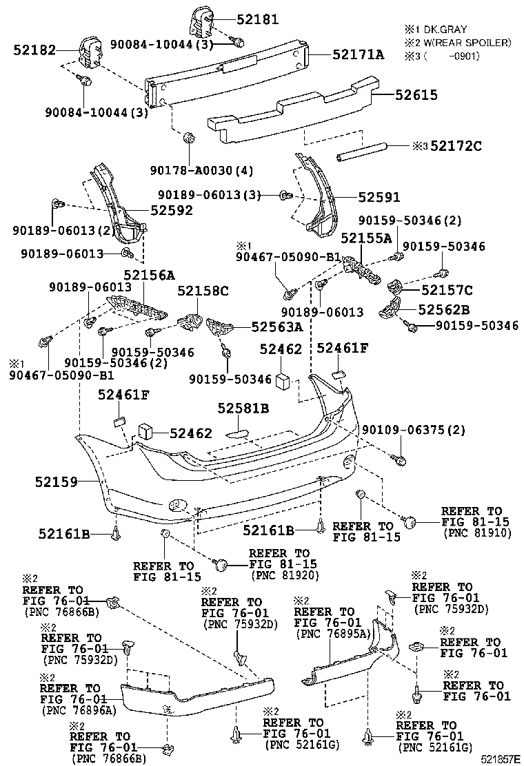 Toyota 52462-02100 PAD, REAR BUMPER, RH