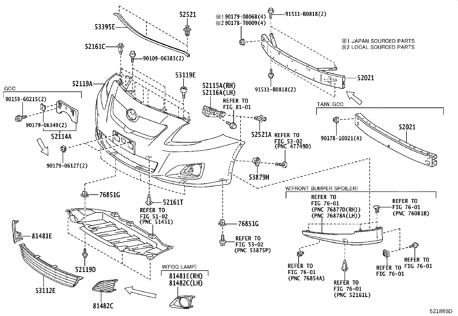 52021-02190 REINFORCEMENT SUB-ASSY, FRONT BUMPER product image