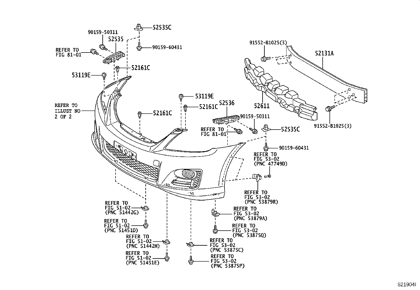 52144-30190 STAY, FRONT BUMPER, CENTER product image