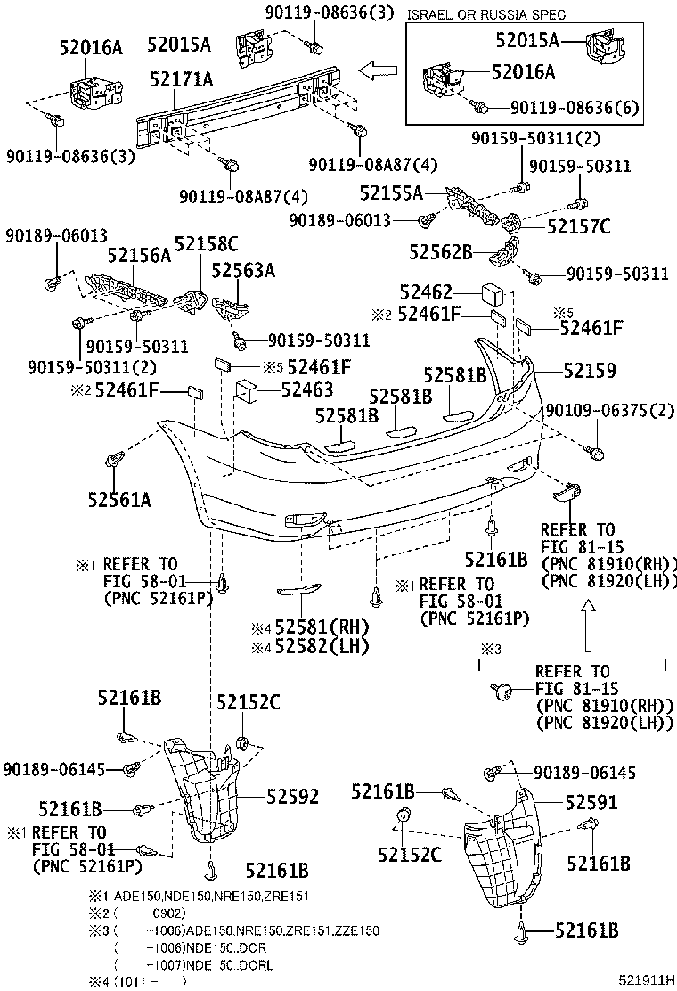 52015-02050 ARM SUB-ASSY, REAR BUMPER, RH product image