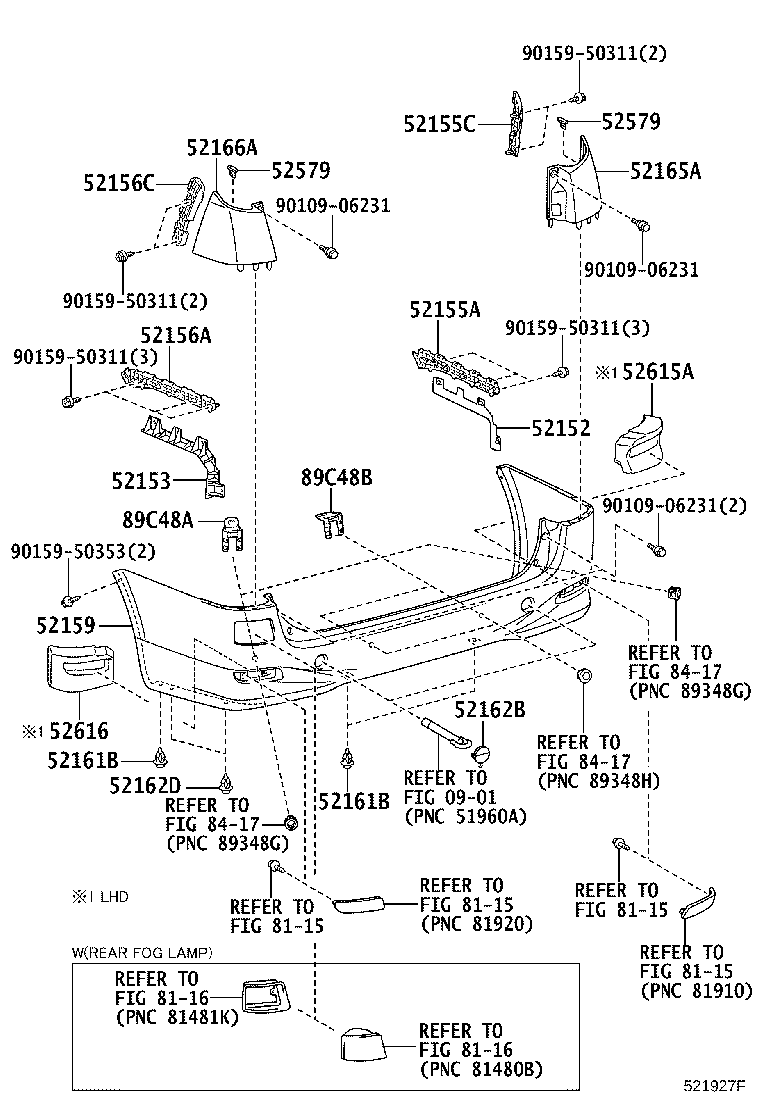52153-58010 BAR, REAR BUMPER, LH product image