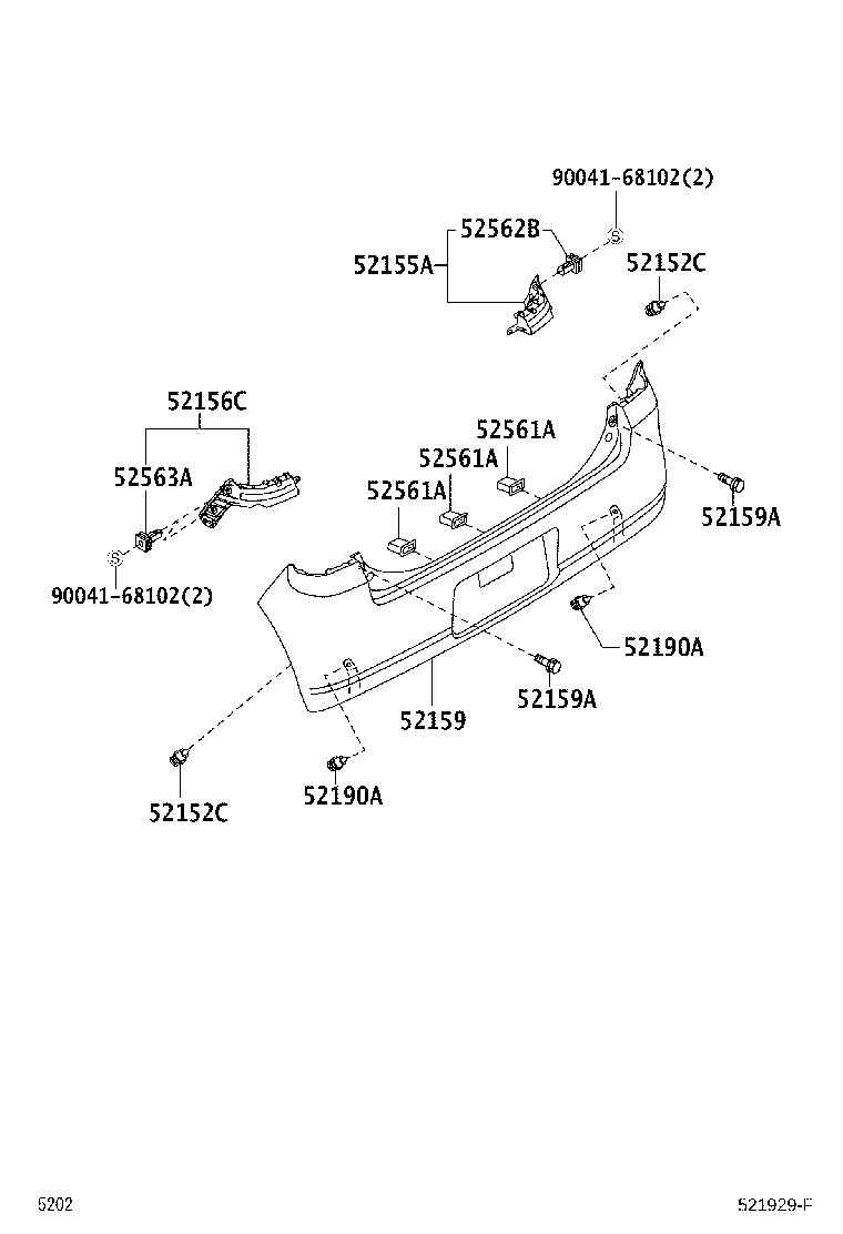 52155-B2090 SUPPORT, REAR BUMPER SIDE, RH product image