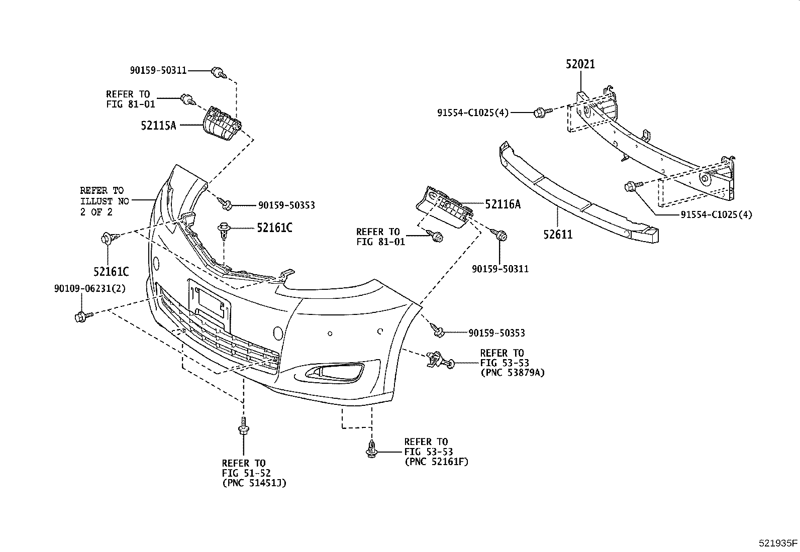 52021-58020 REINFORCEMENT SUB-ASSY, FRONT BUMPER product image