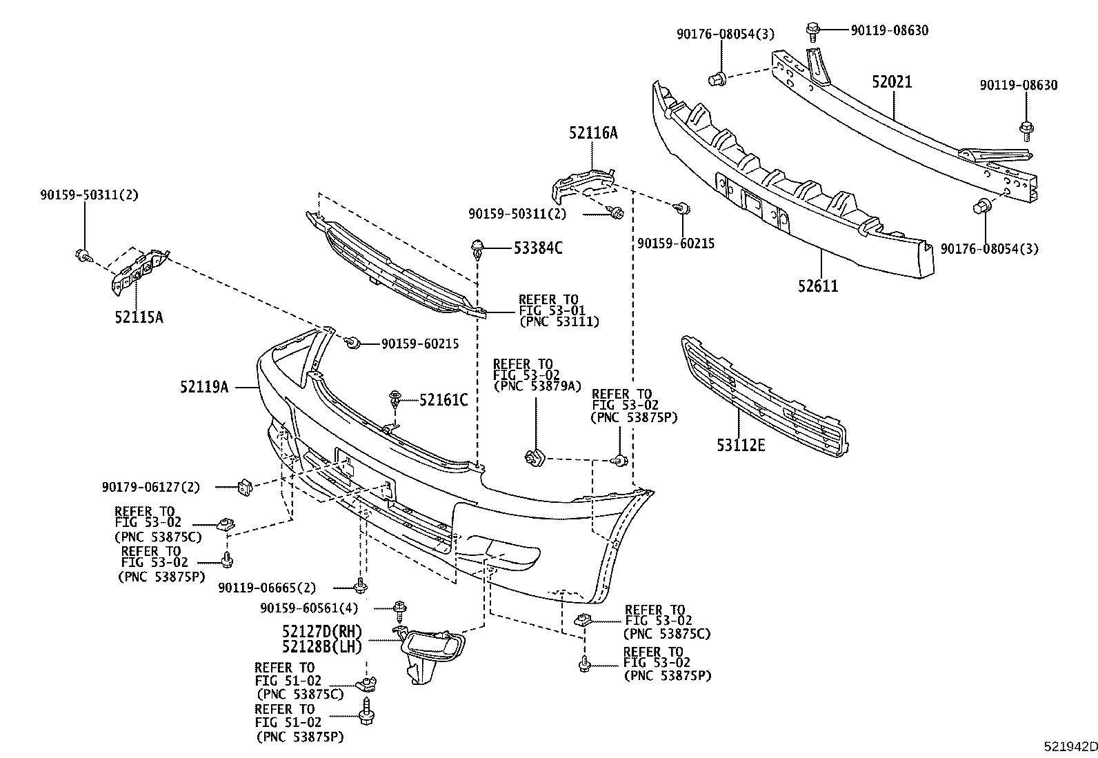 52021-68010 REINFORCEMENT SUB-ASSY, FRONT BUMPER product image