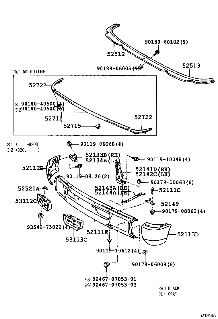 52506-60030 RETAINER, FRONT BUMPER, LOWER CENTER product image