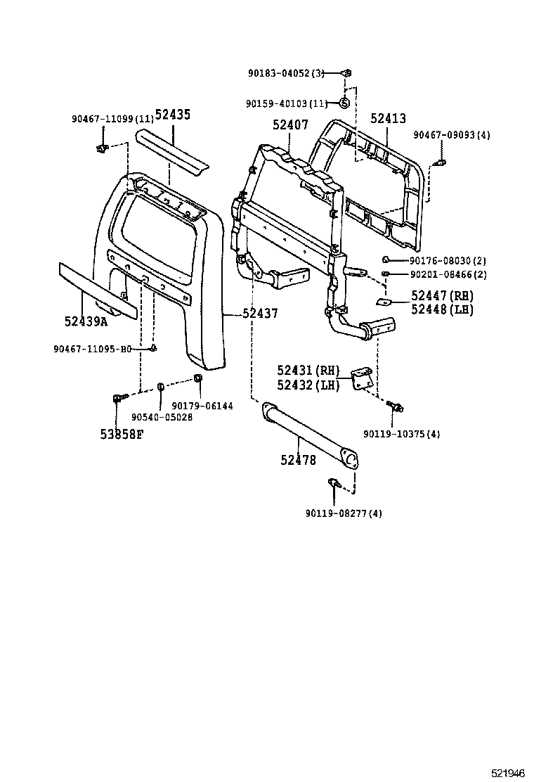 52506-60030 RETAINER, FRONT BUMPER, LOWER CENTER product image