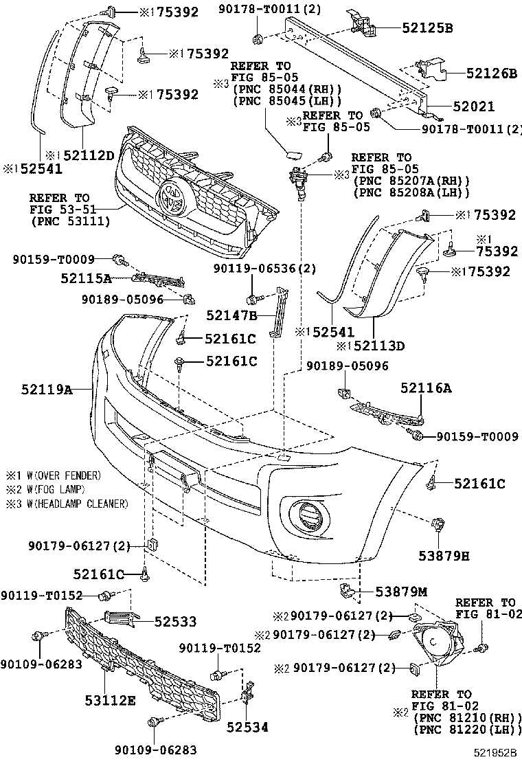 52127-0K010 COVER, FRONT BUMPER HOLE, RH product image