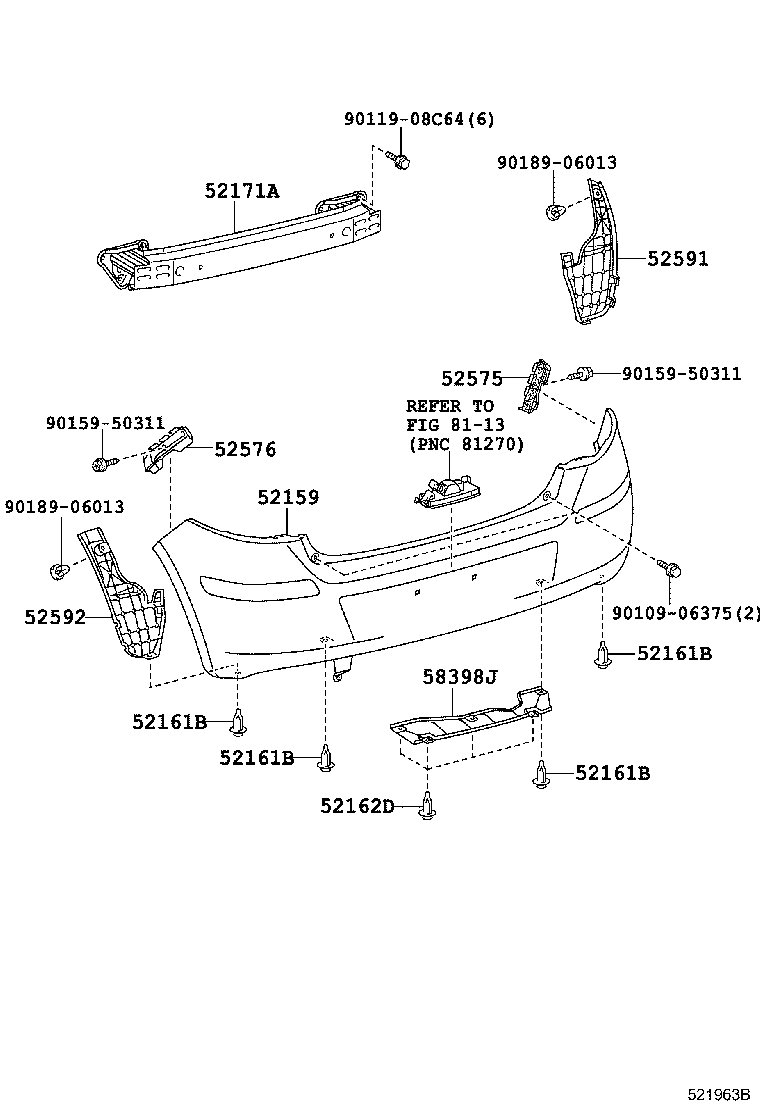52023-52020 REINFORCEMENT, REAR BUMPER, NO.1 product image