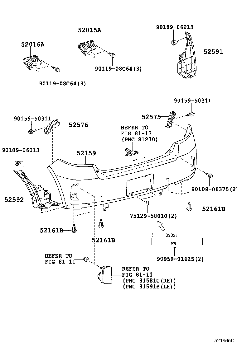 52016-52030 ARM SUB-ASSY, REAR BUMPER, LH product image