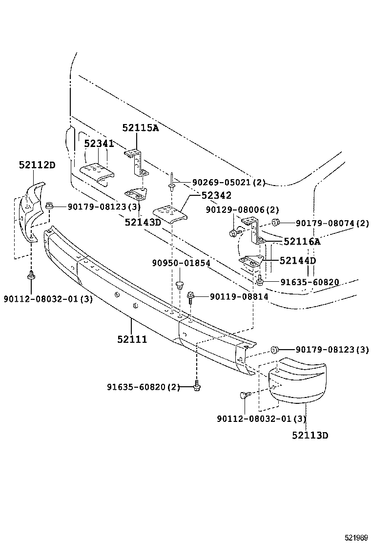 52144-25010 BRACKET, FRONT BUMPER SIDE, LH product image