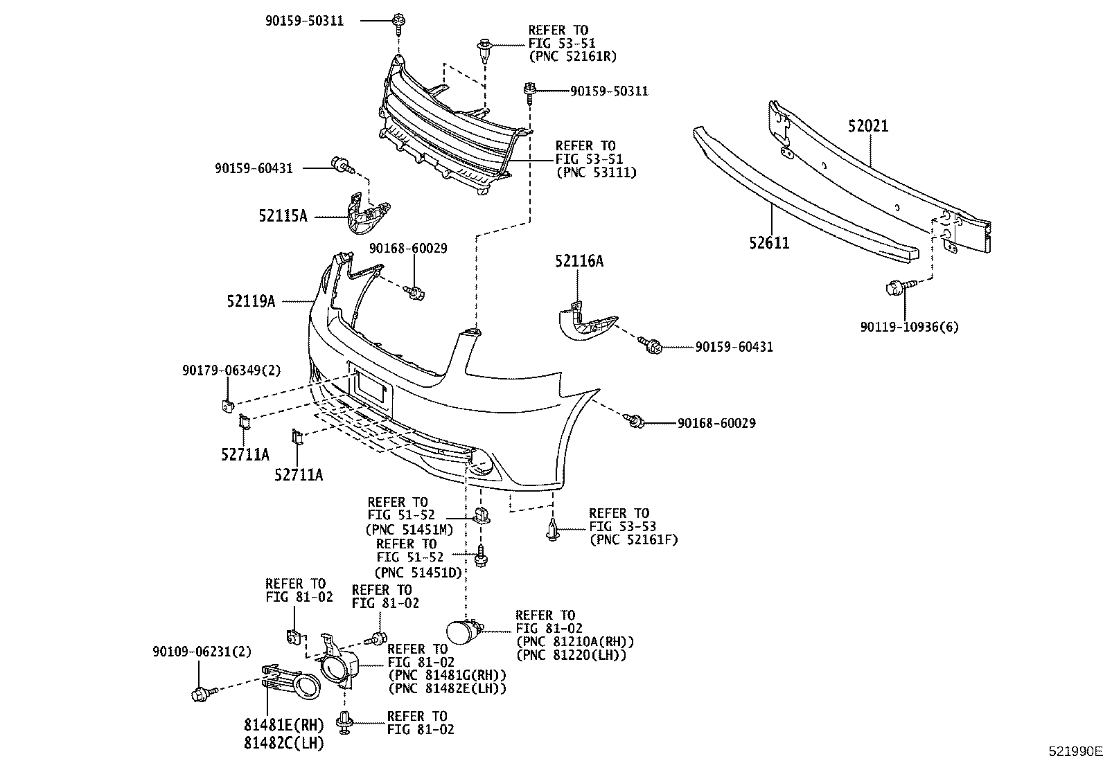 52021-28250 REINFORCEMENT SUB-ASSY, FRONT BUMPER product image