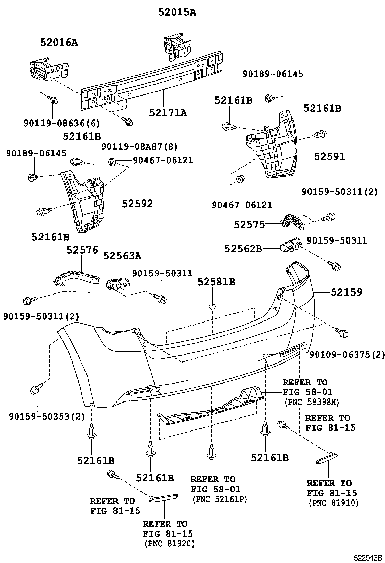 52171-02080 REINFORCEMENT, REAR BUMPER, NO.1 product image