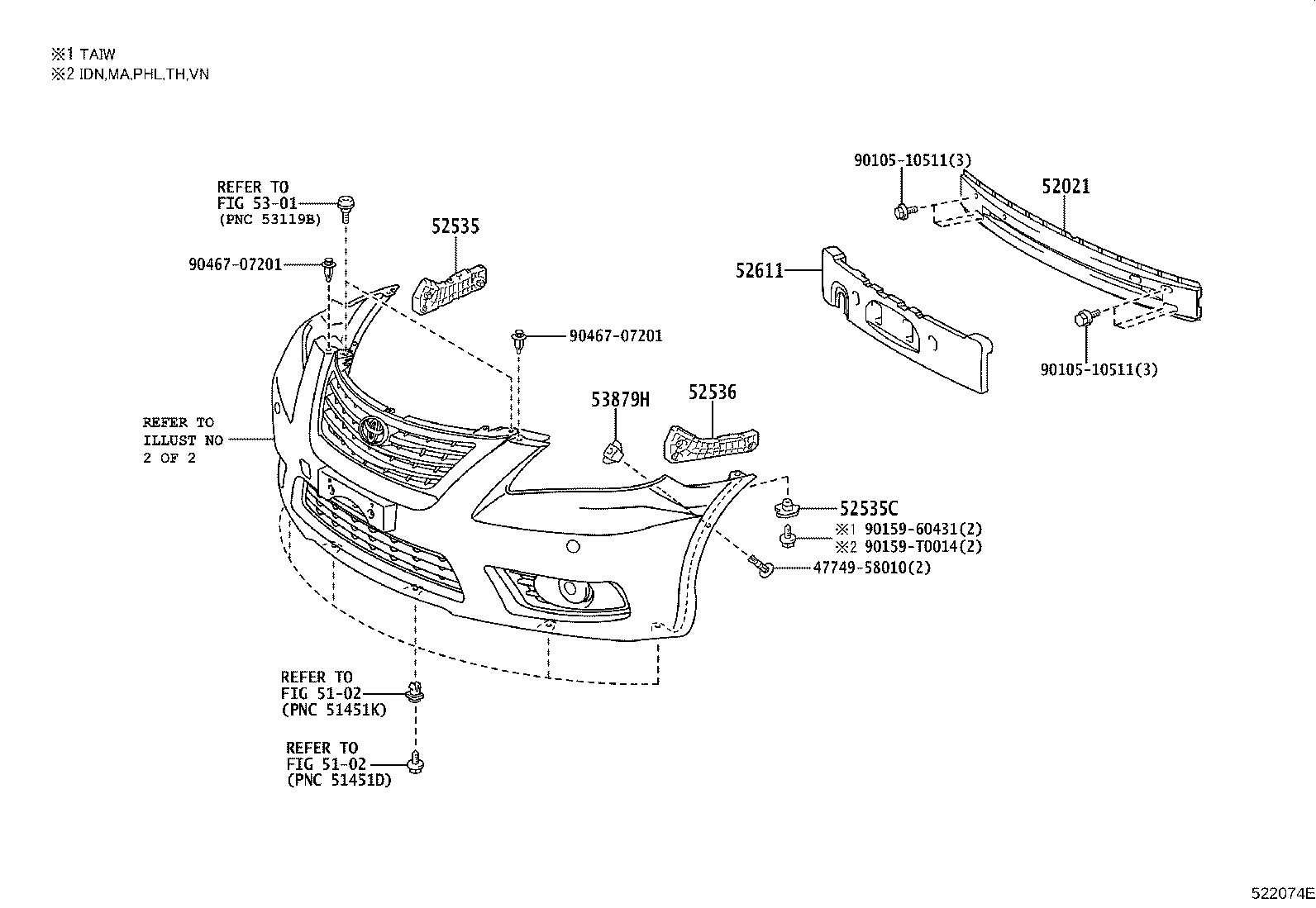 52030-06100 COVER, FRONT BUMPER HOLE, RH product image