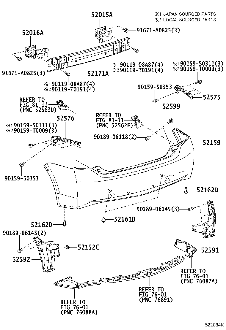 52161-0K040 PIECE, REAR BUMPER product image