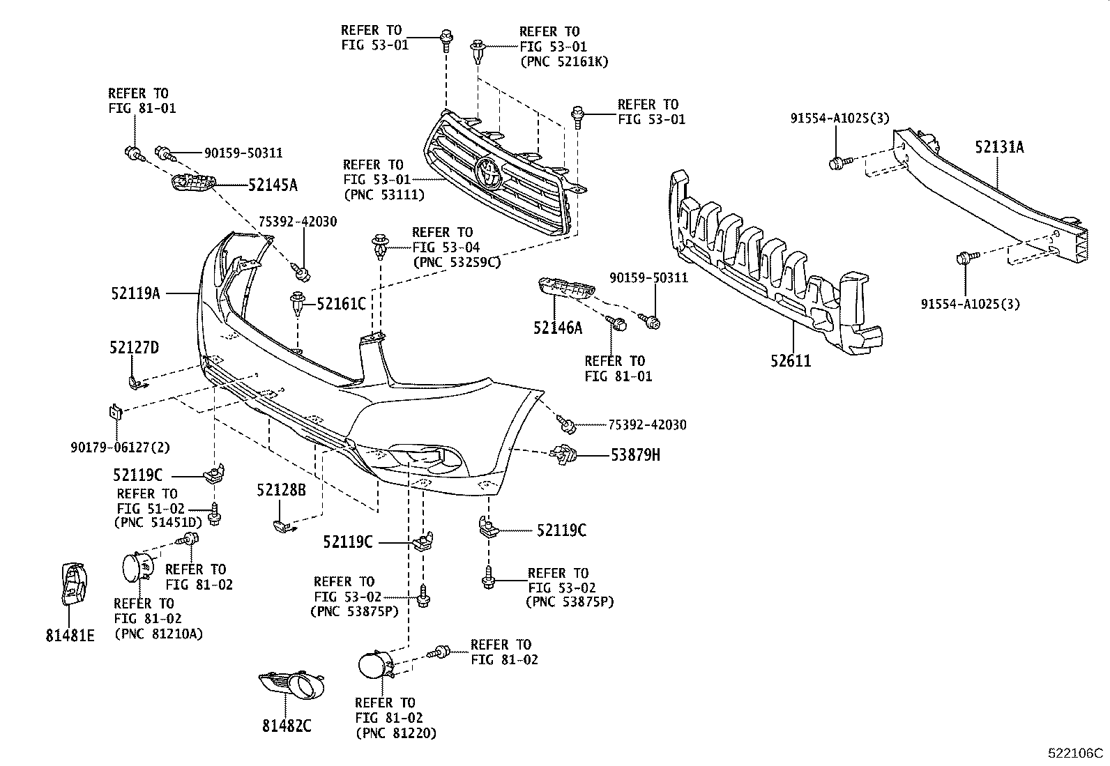 52128-0E915 COVER, FRONT BUMPER HOLE, LH product image