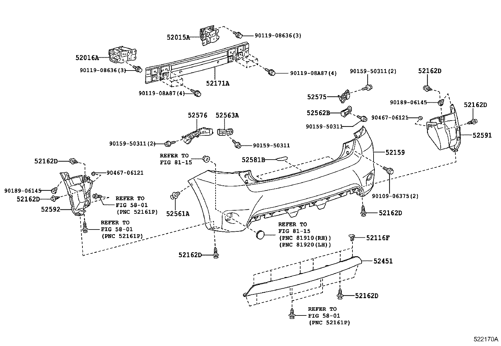 52581-12140 PROTECTOR, REAR BUMPER product image