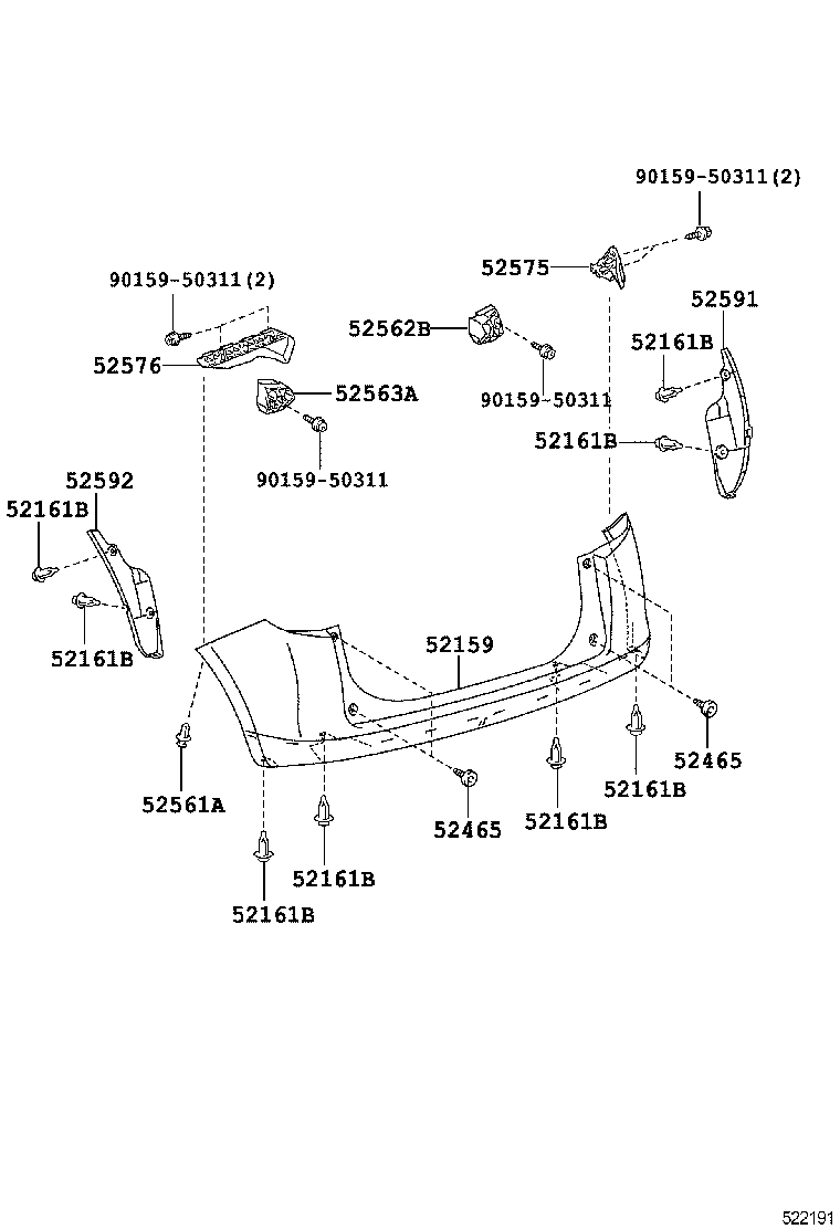 52591-52220 SEAL, REAR BUMPER SIDE, RH product image