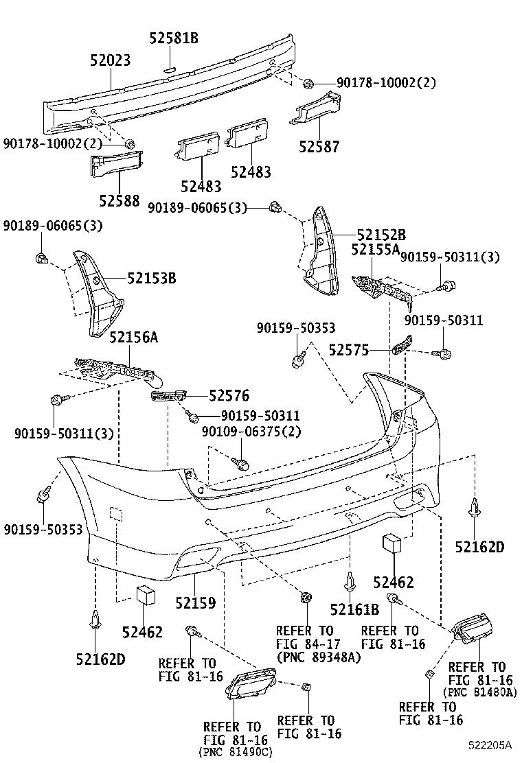 52152-0M010 EXTENSION, REAR BUMPER, RH product image