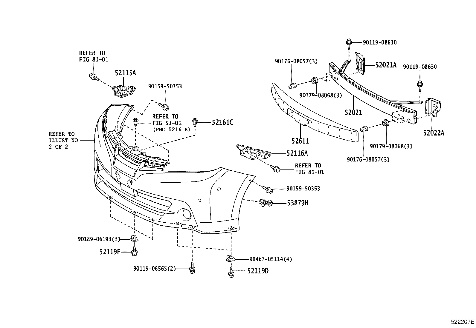 52021-68040 REINFORCEMENT SUB-ASSY, FRONT BUMPER product image